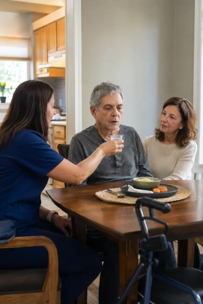 ms swallowing difficulty home care